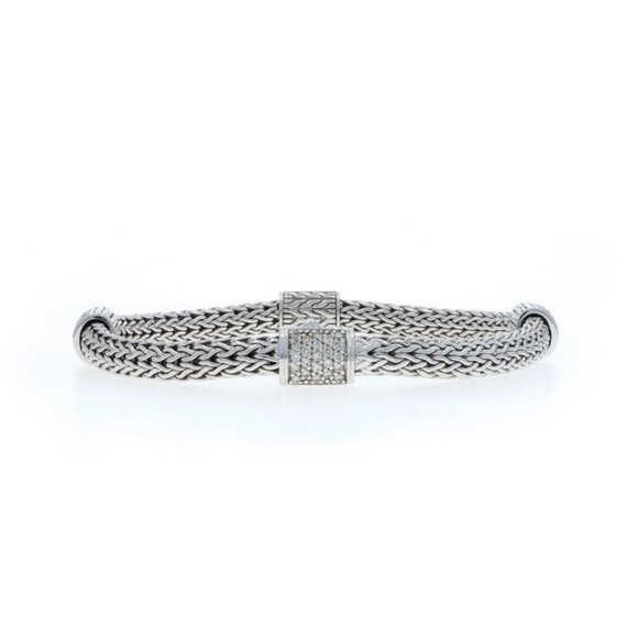 John Hardy Four Station Icon Diamond Bracelet 6 1/2" - Sterling 925 Round .75ctw - Picture 4 of 8